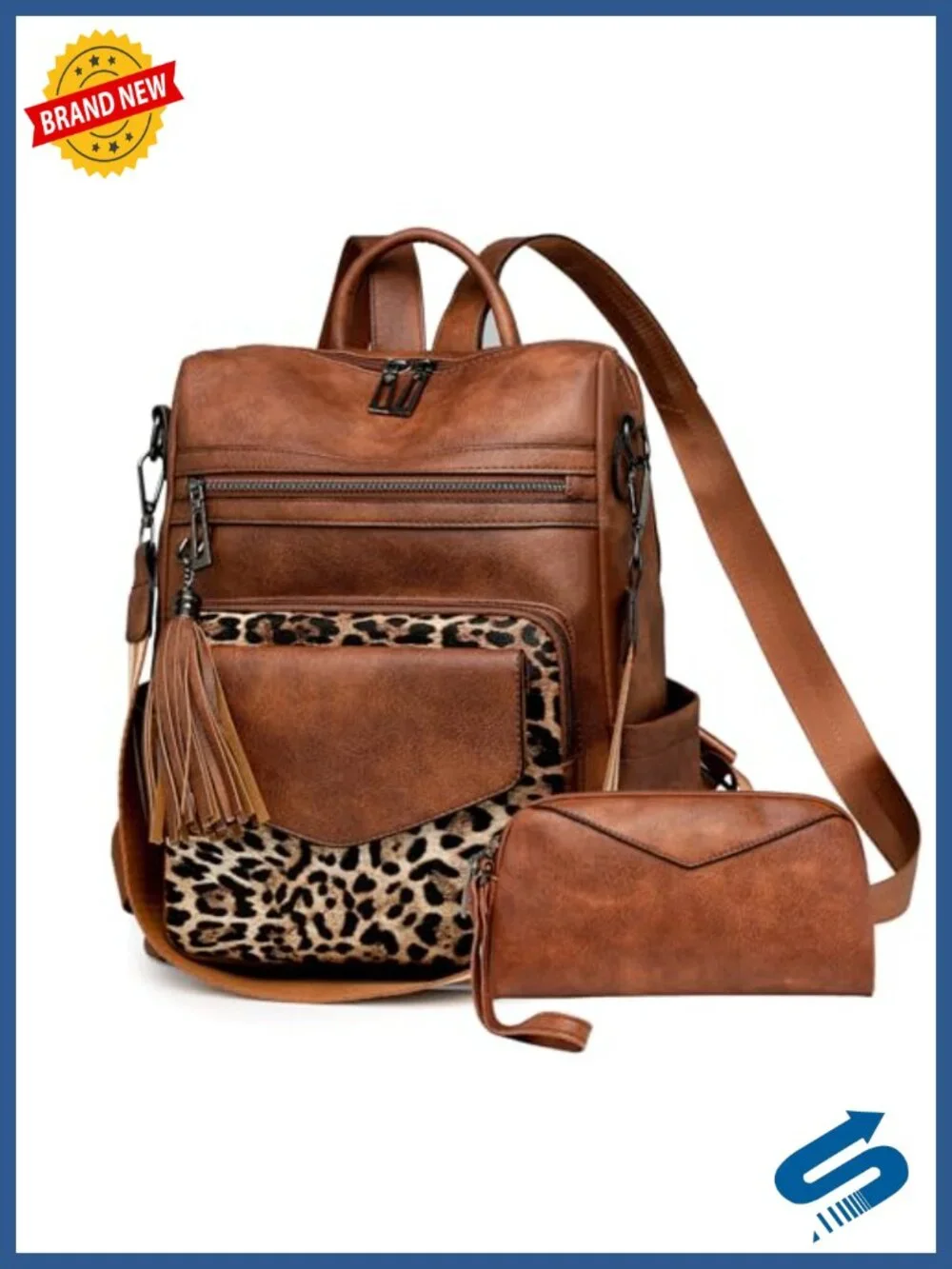 Women's Vegan Leather Convertible Fashion Backpack Purse with Wallet, Travel